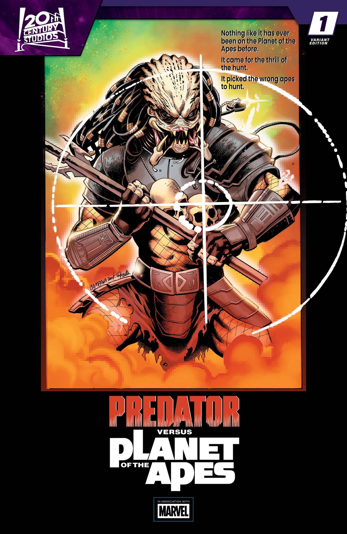 PREDATOR VS. THE PLANET OF THE APES #1 CHRIS CAMPANA MOVIE POSTER HOMAGE VAR (Backorder, Allow 4-5 Weeks)