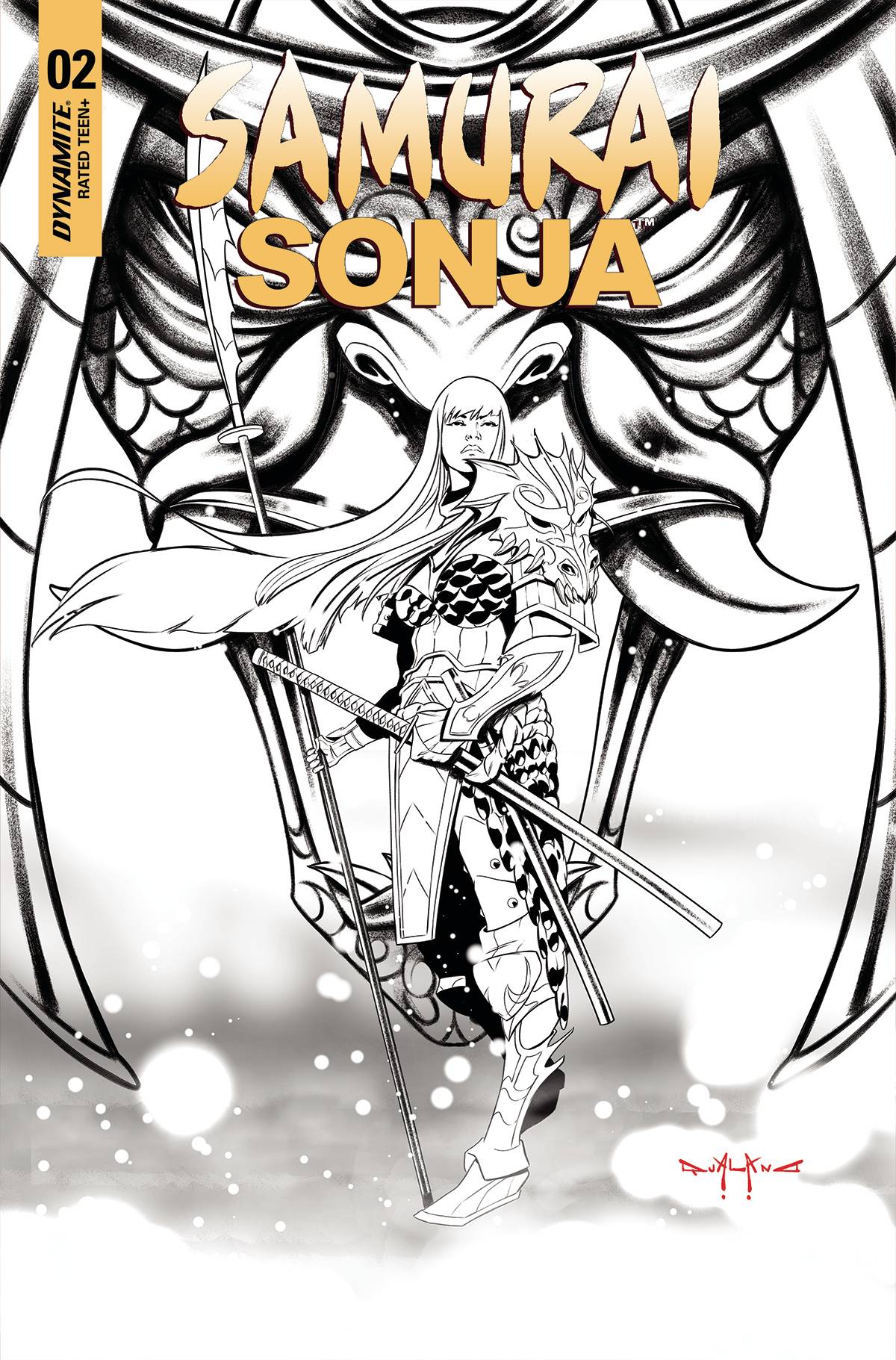 SAMURAI SONJA #2 CVR P 1:10 FOC INCV QUALANO B&W - Comicbookeroo
