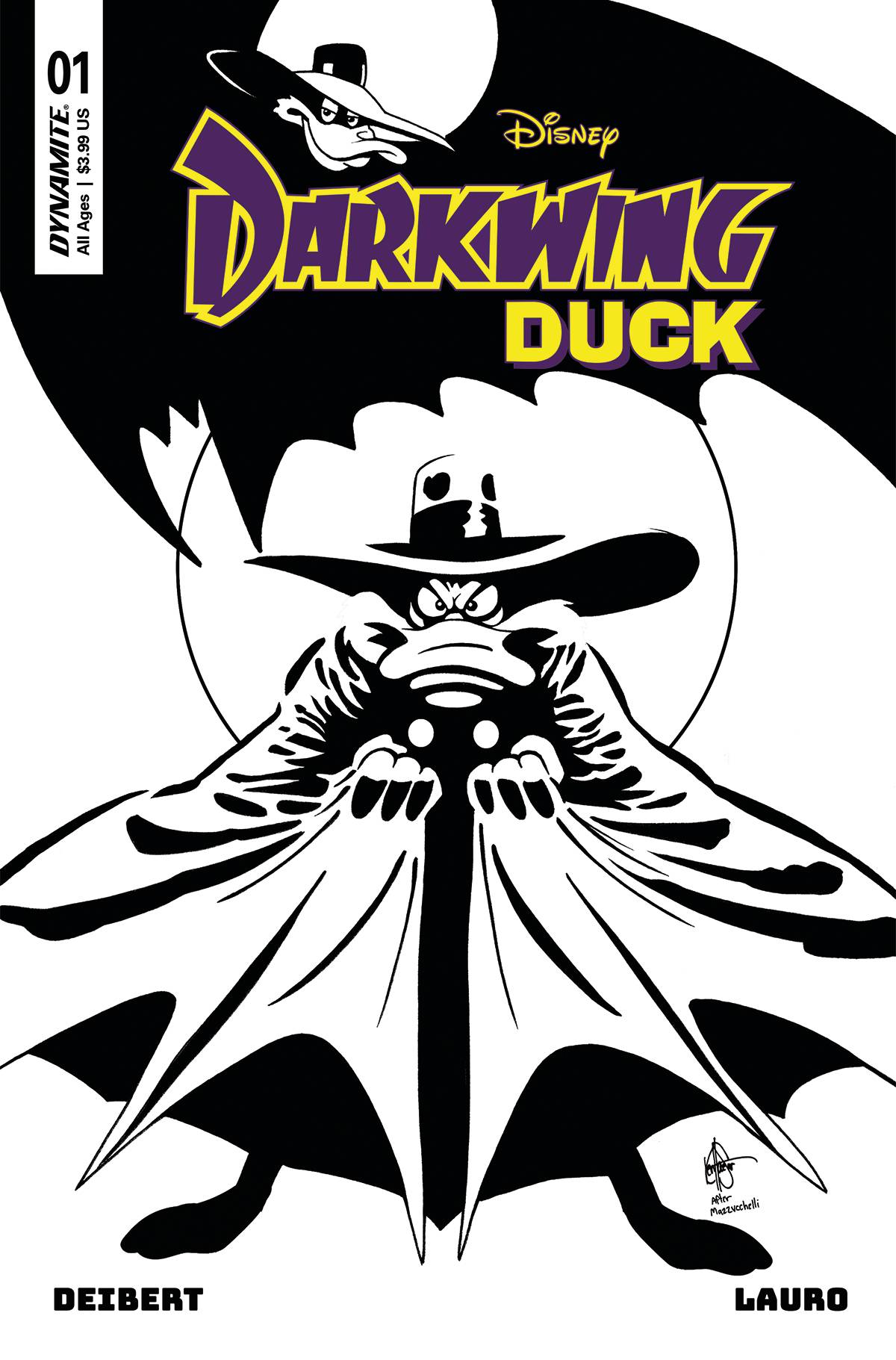 DARKWING DUCK #1 CVR ZF 1:7 FOC INCV HAESER B&W - Comicbookeroo