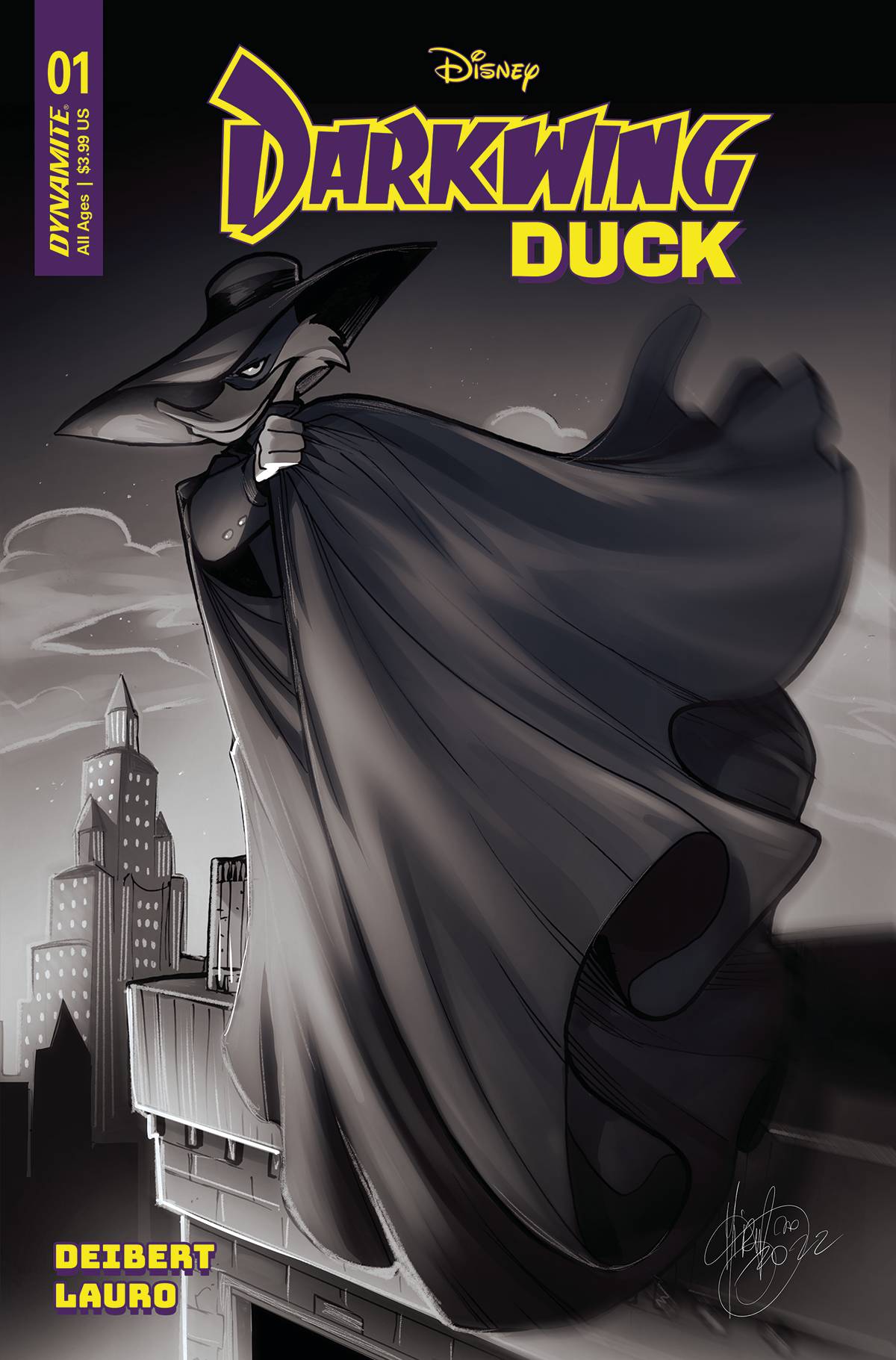 DARKWING DUCK #1 CVR ZG 1:10 FOC INCV ANDOLFO B&W - Comicbookeroo