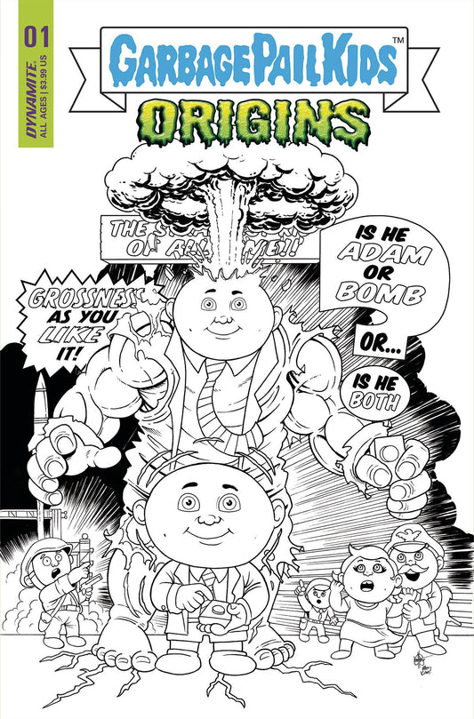 GARBAGE PAIL KIDS ORIGINS #1 CVR P 1:7 FOC INCV HAESER B&W - Comicbookeroo