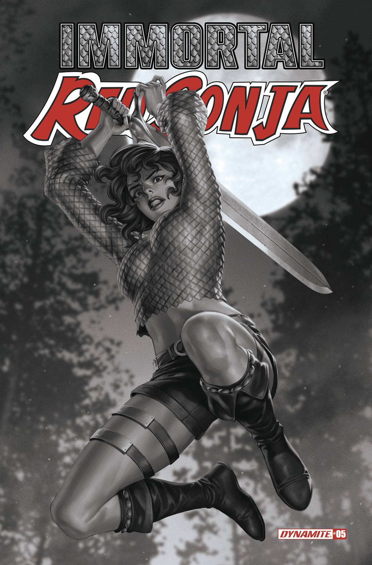IMMORTAL RED SONJA #5 CVR O 1:7 FOC INCV YOON B&W - Comicbookeroo