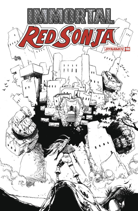 IMMORTAL RED SONJA #6 CVR O 1:7 FOC INCV LAU B&W - Comicbookeroo