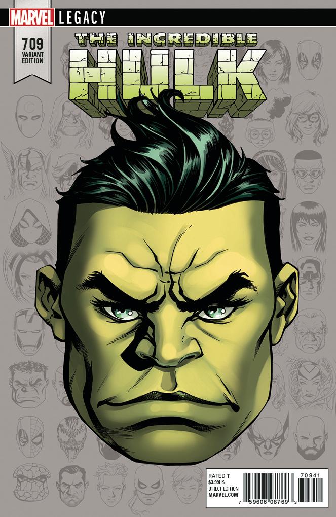 INCREDIBLE HULK (2017) #709 1:10 MCKONE LEGACY HEADSHOT INCV LEG - Comicbookeroo