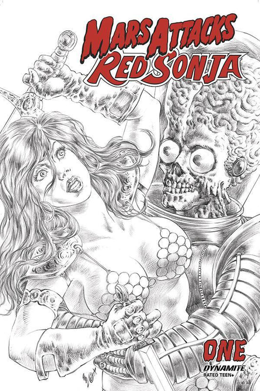 MARS ATTACKS RED SONJA #1 1:11 QUAH B&W FOC INCV - Comicbookeroo