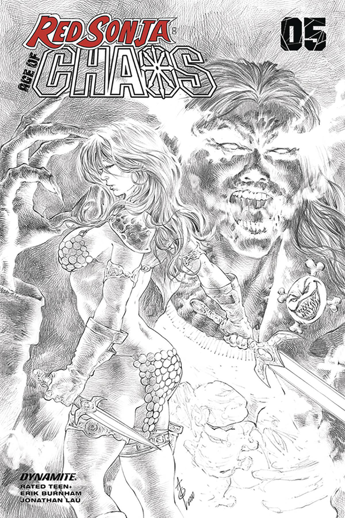 RED SONJA AGE OF CHAOS #5 1:25 QUAH B&W INCV - Comicbookeroo