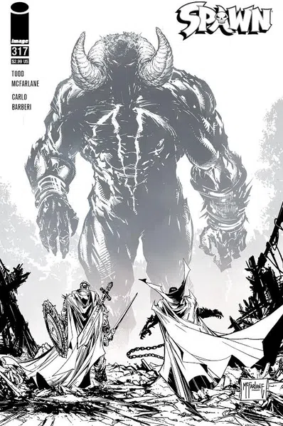SPAWN #317 CVR D CAPULLO & MCFARLANE B&W 1:5 INCV - Comicbookeroo