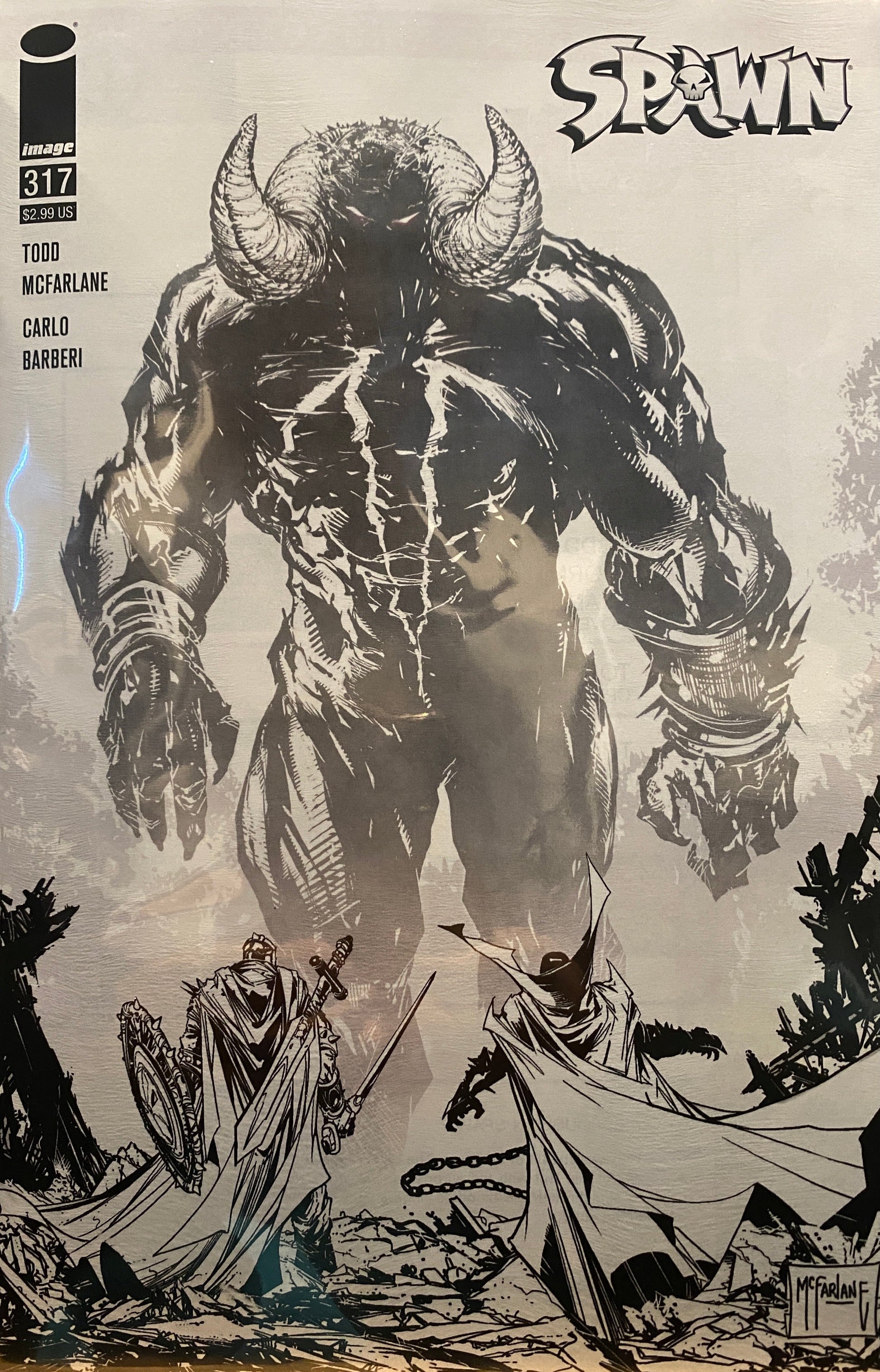 SPAWN #317 CVR D CAPULLO & MCFARLANE B&W 1:5 INCV - Comicbookeroo