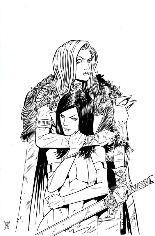 VAMPIRELLA RED SONJA #12 1:11 MOSS B&W VIRGIN FOC INCV - Comicbookeroo